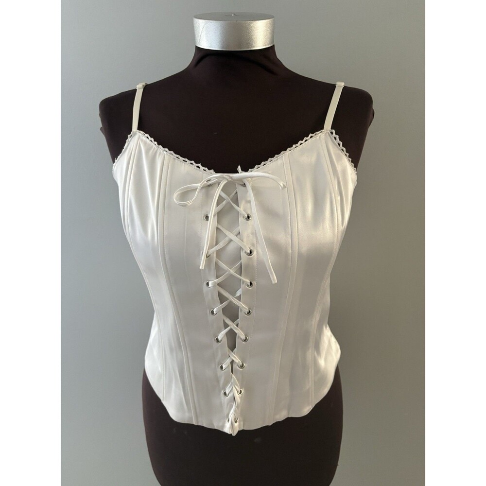 Lace Up Corset Top Size 10 White Spaghetti Straps Renaissance Regency Victorian
